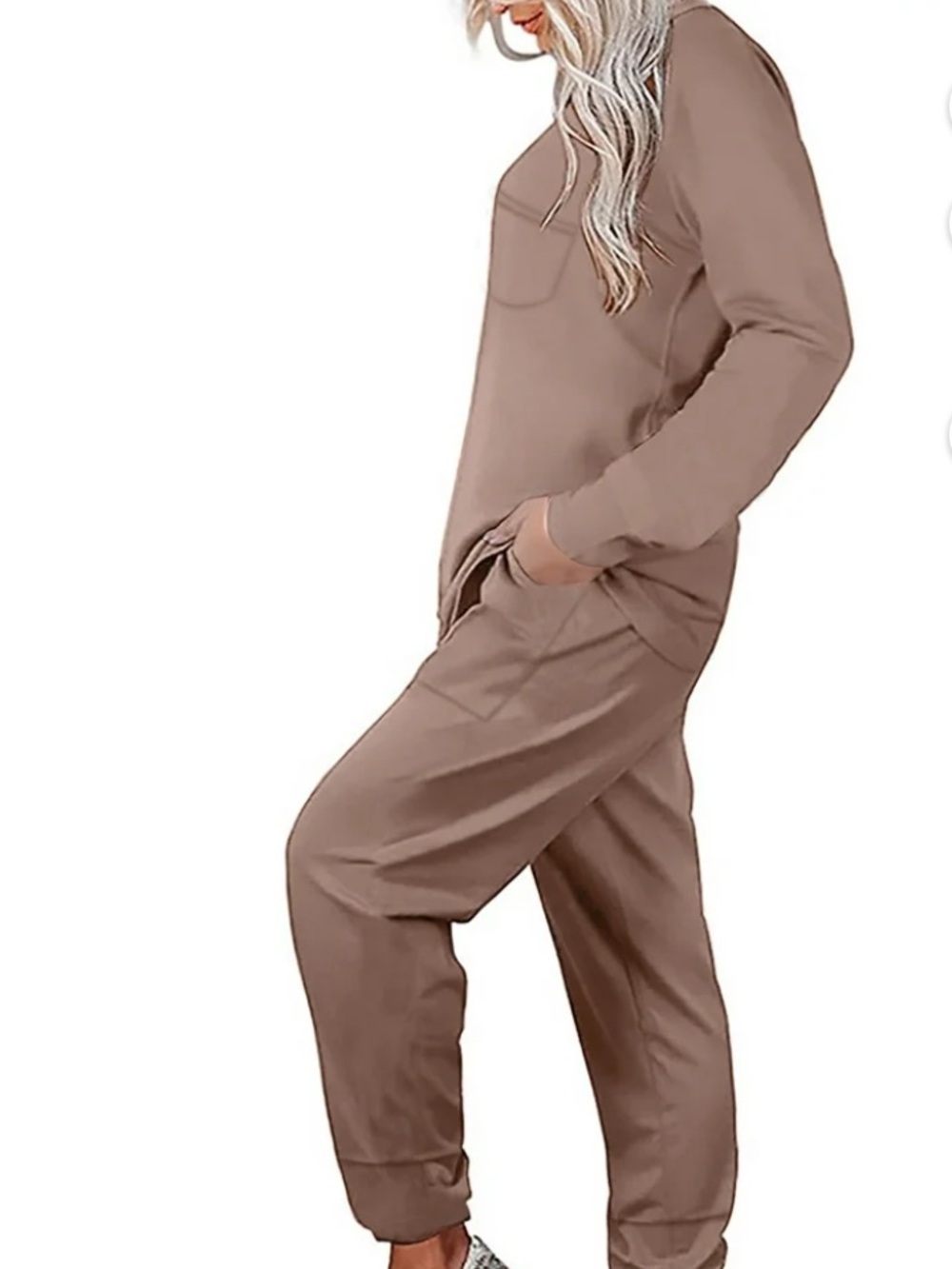 Cozy Two-Piece Lounge Set in khaki